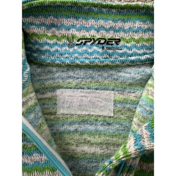 Spyder Women’s Knit Blue And Green 1/4th Zip Base Layer  Top Fall Jacket Size 8 - Picture 6 of 8